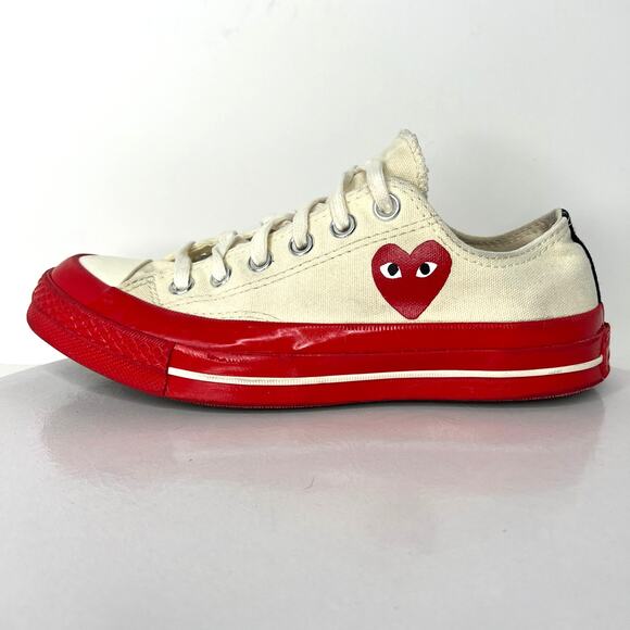 Comme des Garçons PLAY x Converse 7 Womens Red Sole Chuck 70 Low Sneaker - Picture 11 of 11